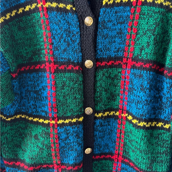 Carlisle Sport Wool Vintage Size M Button Cardigan Block Tartan Pattern Colorful - Picture 4 of 7
